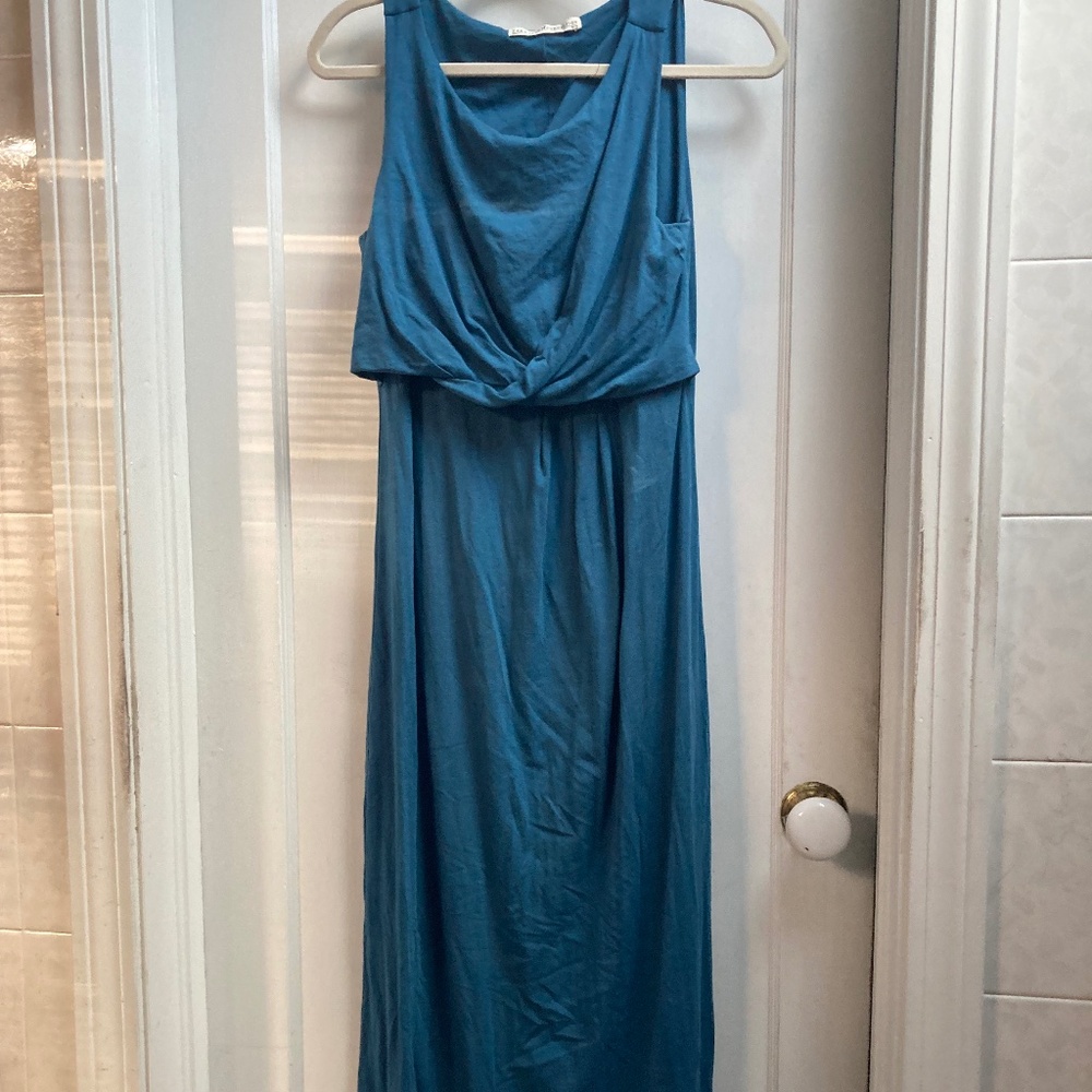 Peruvian Connection Blue Maxi Dress, M